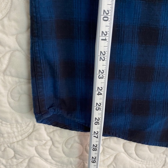 Amnesia Plaid Flannel Shirt Blue and Black Cotton - Picture 6 of 8